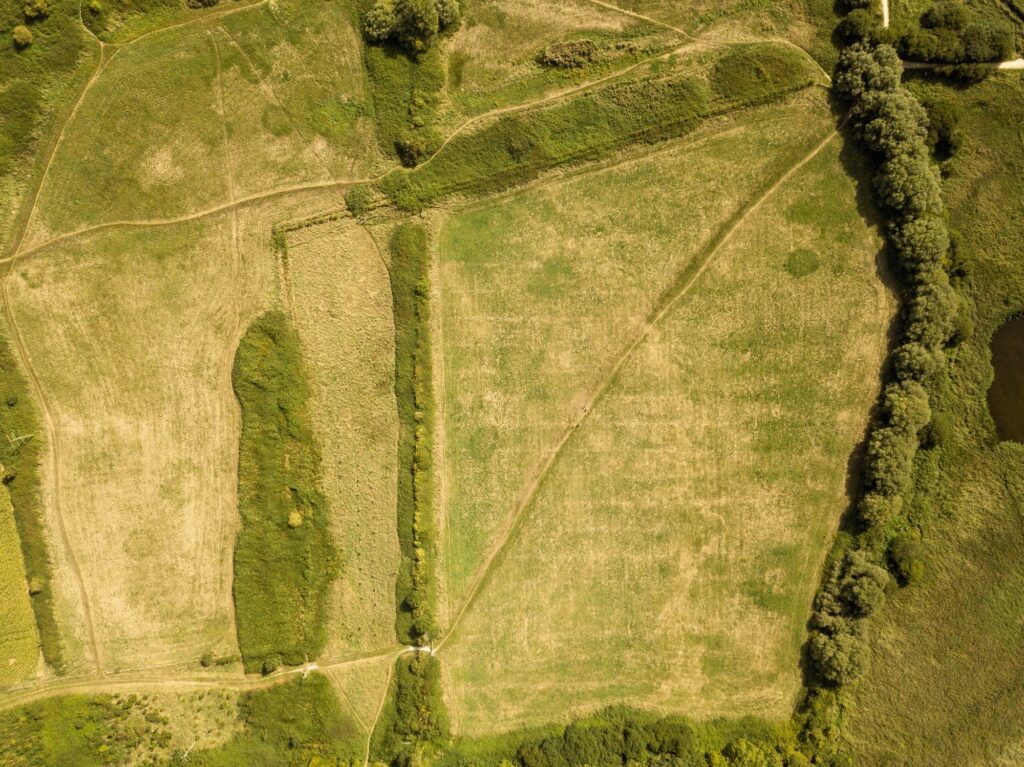 Luchtfoto van landbouwpercelen